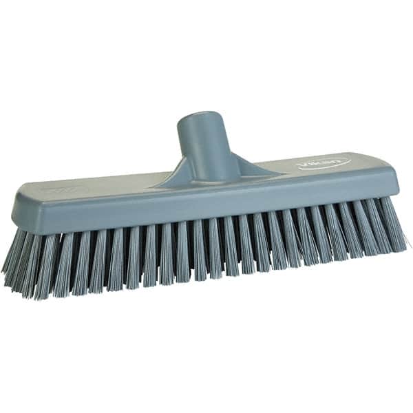 Vikan - 1.7" Bristle Length, Polyester Scrub Brush - 11-1/4" Long x 3" Wide Head, 11-1/4" OAL, Gray, Polypropylene Block - Exact Tooling