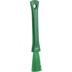Vikan - 2-1/4" Bristle Length, Polyester Detail Brush - 1-1/4" Long x 0.4" Wide Head, 8.07" OAL, Ergonomic Handle, Green, Polypropylene Block - Exact Tooling