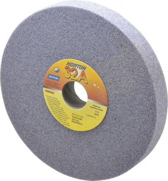 Norton - 8" Diam x 1-1/4" Hole x 1" Thick, I Hardness, 46 Grit Surface Grinding Wheel - Aluminum Oxide, Type 1, Coarse Grade, 3,105 Max RPM, Vitrified Bond, No Recess - Exact Tooling