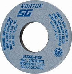 Norton - 12" Diam x 5" Hole x 1-1/2" Thick, I Hardness, 60 Grit Surface Grinding Wheel - Ceramic, Type 5, Medium Grade, 2,070 Max RPM, Vitrified Bond, One-Side Recess - Exact Tooling
