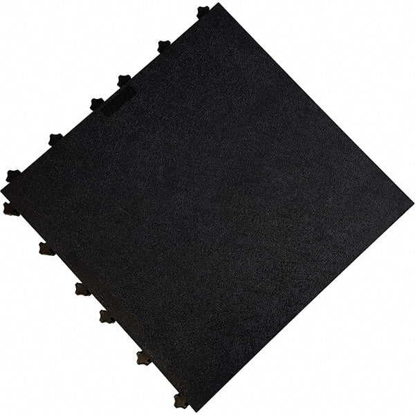Ergo Advantage - 18" Long x 18" Wide x 1" Thick, Anti-Fatigue Modular Matting Anti-Fatigue Flooring - 2 Interlocking Sides, Black, For Dry Areas - Exact Tooling