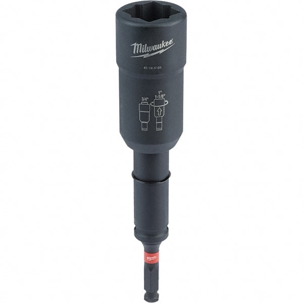 Milwaukee Tool - 1/2" Lineman's Utility Socket - 7/16" Drive, 10" OAL, 2.3" Socket Nose Diam - Exact Tooling