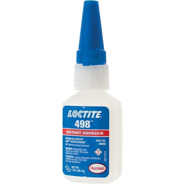 Loctite - 1 oz Bottle Clear Instant Adhesive - 498 SUPERBONDER 1OZ LOCTITE SPDBNDER ADHS - Exact Tooling