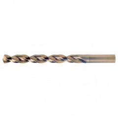 #15 RHS / RHC HSS-CO 8% (M42) 135 Degree Split Point Q-Cobalt Wide Land Parabolic Jobber Drill - Straw / Gold Oxide - Exact Tooling