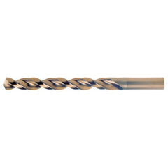 8.20mm RHS / RHC HSS-CO 8% (M42) 135 Degree Split Point Q-Cobalt Wide Land Parabolic Jobber Drill - Straw / Gold Oxide - Exact Tooling