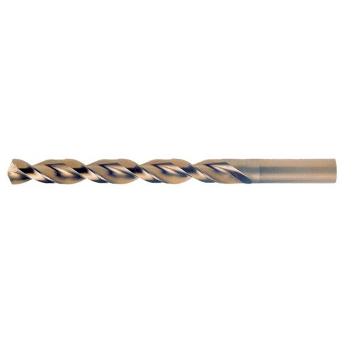 #23 RHS / RHC HSS-CO 8% (M42) 135 Degree Split Point Q-Cobalt Wide Land Parabolic Jobber Drill - Straw / Gold Oxide - Exact Tooling