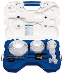 Lenox - 26 Piece, 3/4" to 4-3/4" Saw Diam, Contractor's Hole Saw Kit - Bi-Metal, Pilot Drill Model No. 56PD, Includes 20 Hole Saws - Exact Tooling