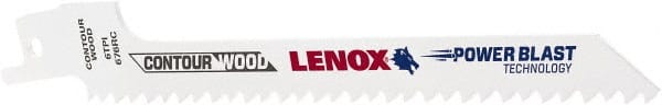 Lenox - 6" Long x 7/16" Thick, Bi-Metal Reciprocating Saw Blade - Tapered Profile, 6 TPI, Toothed Edge, Universal Shank - Exact Tooling