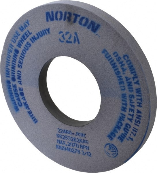 Norton - 12" Diam x 5" Hole x 1" Thick, J Hardness, 60 Grit Surface Grinding Wheel - Aluminum Oxide, Type 1, Medium Grade, 2,070 Max RPM, Vitrified Bond, No Recess - Exact Tooling