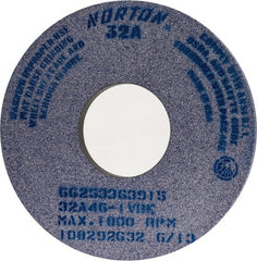 Norton - 14" Diam x 5" Hole x 1" Thick, I Hardness, 46 Grit Surface Grinding Wheel - Aluminum Oxide, Type 1, Coarse Grade, 1,800 Max RPM, Vitrified Bond, No Recess - Exact Tooling