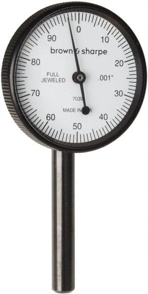 TESA Brown & Sharpe - 0.2 Inch Range, 0.001 Inch Dial Graduation, Dial Test Indicator - 1-1/2 Inch, 0-100 Dial Reading - Exact Tooling