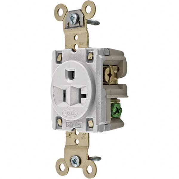 Hubbell Wiring Device-Kellems - 125V 20A NEMA 5-20R Industrial Grade White Straight Blade Single Receptacle - Exact Tooling