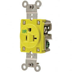 Hubbell Wiring Device-Kellems - 125V 20A NEMA 5-20R Marine Grade Yellow Straight Blade Single Receptacle - Exact Tooling