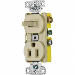 Hubbell Wiring Device-Kellems - Combination Wall Switch & Receptacles Combination Switch/Receptacle Type: Combination Outlet & Switch Color: Ivory - Exact Tooling