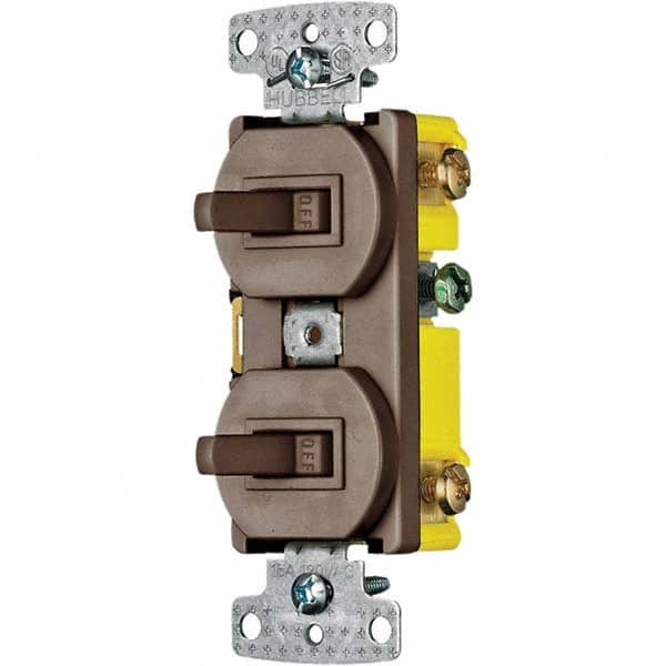 Hubbell Wiring Device-Kellems - Combination Wall Switch & Receptacles Combination Switch/Receptacle Type: Toggle Switch Color: Brown - Exact Tooling