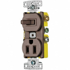 Hubbell Wiring Device-Kellems - Combination Wall Switch & Receptacles Combination Switch/Receptacle Type: Combination Outlet & Switch Color: Brown - Exact Tooling