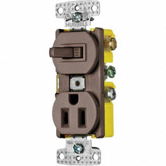 Hubbell Wiring Device-Kellems - Combination Wall Switch & Receptacles Combination Switch/Receptacle Type: Combination Outlet & Switch Color: Brown - Exact Tooling