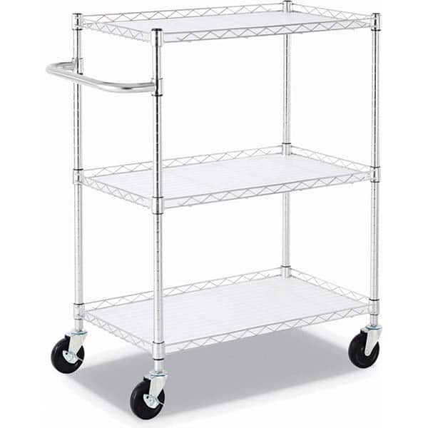 ALERA - Carts; Type: Laundry/Liner Cart ; Number of Shelves: 3 ; Material: Welded Wire ; Color: Silver ; Caster: 4 ; Includes: (4) Posts; (4) 4" Casters; (3) Polypropylene Liners - Exact Tooling
