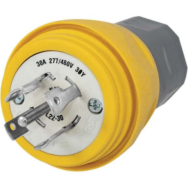 Hubbell Wiring Device-Kellems - 3-Phase Wye 277/480 VAC 30A NEMA L22-30P Industrial Twist Lock Plug - Exact Tooling