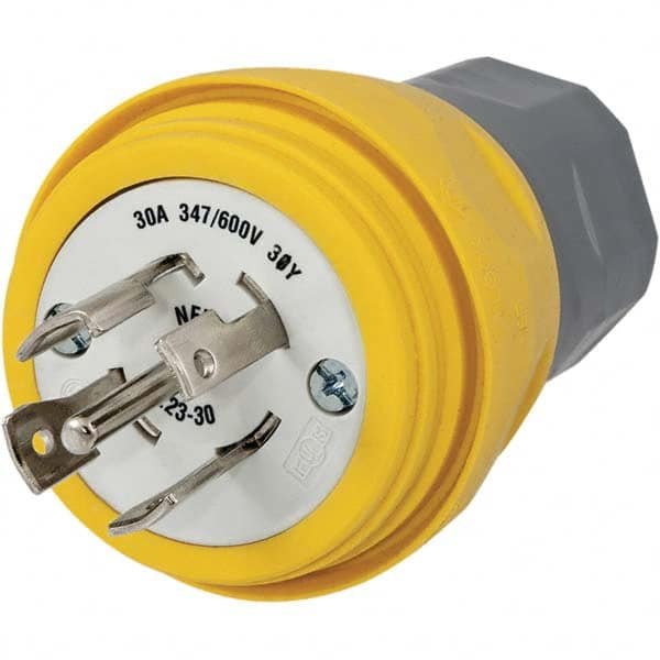 Hubbell Wiring Device-Kellems - 3-Phase Wye 347/600 VAC 30A NEMA L23-30P Industrial Twist Lock Plug - Exact Tooling