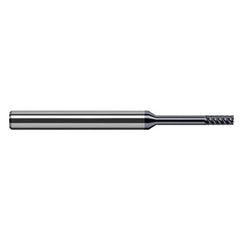 Variable Helix End Mills for Exotic Alloys - Finishers - 0.0470″ (3/64″) Cutter Diameter × 0.1410″ Length of Cut × 0.3750″ (3/8″) Reach Carbide Square End Mill Finisher for Exotic Alloys, 6 Flutes, AlTiN Nano Coated