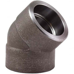 Merit Brass - Black Pipe Fittings; Type: 45 Degree Elbow ; Fitting Size: 3 (Inch); End Connections: Socket x Socket ; Classification: 3000 ; Material: Carbon Steel ; Finish/Coating: Mill/Oil - Exact Tooling