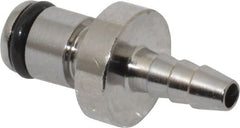 CPC Colder Products - 1/8" Inside Tube Diam, Brass, Quick Disconnect, Hose Barb Inline Coupling Insert - 250 Max psi, -40 to 180°F, 1.12" OAL x 0.63" Overall Height, Chrome Plated - Exact Tooling