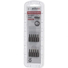 Wiha - 1/4" Drive T9 Tamperproof Torx Screwdriver Bit - 1" OAL, Tamper Resistant Bit - Exact Tooling