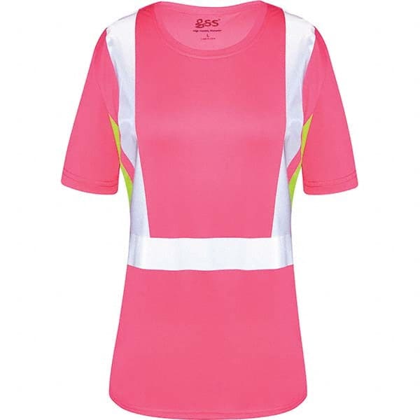 GSS Safety - Size 4XL Pink, Lime & Silver High Visibility Short Sleeve T-Shirt - Exact Tooling