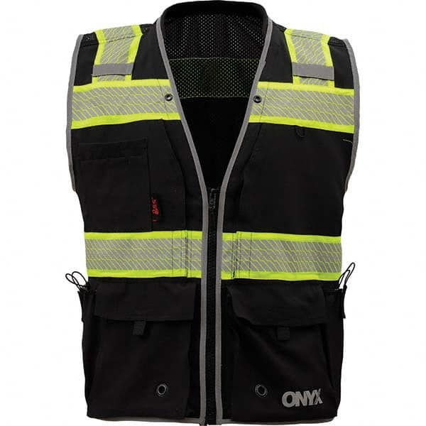 GSS Safety - Size XL Black Mesh/Solid General Purpose High Visibility Vest - Exact Tooling