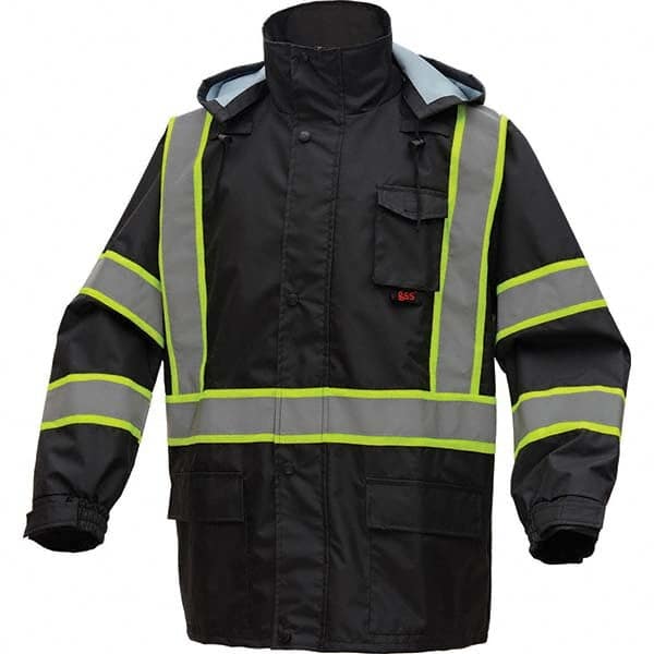 GSS Safety - Size 2X/3XL Black Waterproof Rain Jacket - Exact Tooling
