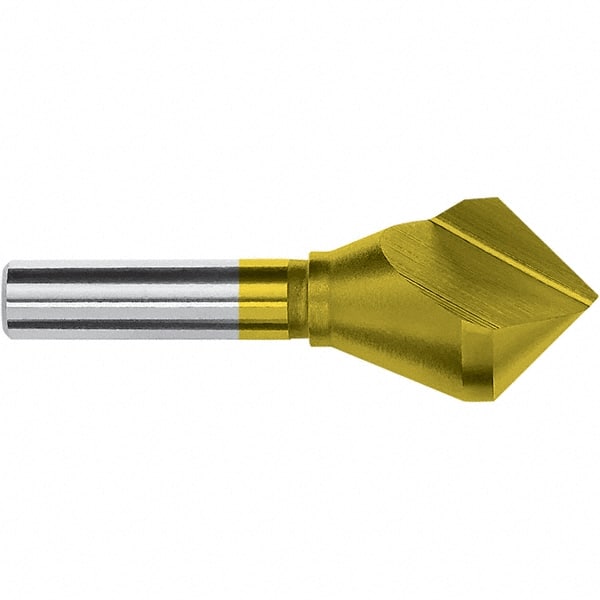 Magafor - 7/8" Head Diam, 1/2" Shank Diam, 82° Cobalt Countersink - 2-3/4" OAL, Single End, Straight Shank, Right Hand Cut - Exact Tooling
