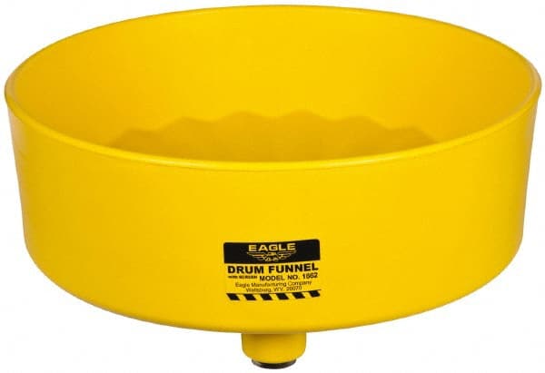 Eagle - 7" High x 18" Diam, Polyethylene, Drum Funnel with Brass Screen - 30 to 55 Gal Drum/Pail Capacity - Exact Tooling