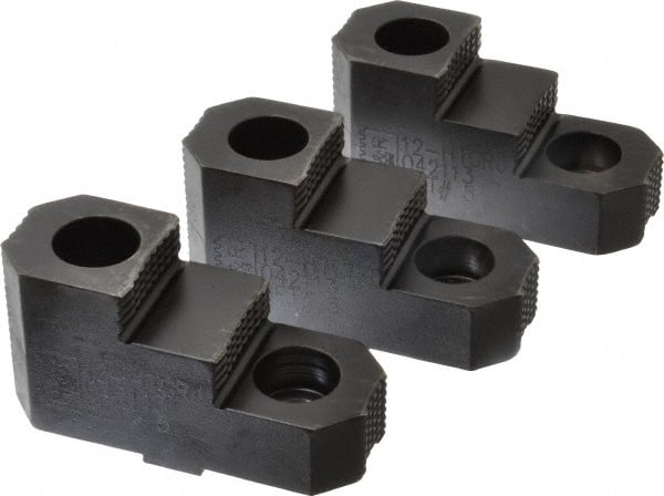 H & R Manufacturing - 12" Max Chuck Diam Compatibility, Mild Carburized Steel Tongue & Groove Hard Lathe Top Jaws - 2 Steps, 1/2" Groove Width, 1-3/4" Wide x 4.55" Long x 2-15/32" High - Exact Tooling
