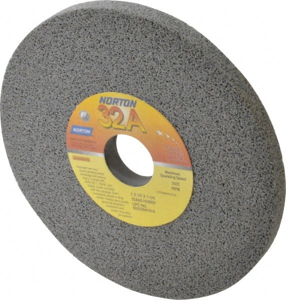 Norton - 7" Diam x 1-1/4" Hole x 1/2" Thick, H Hardness, 60 Grit Surface Grinding Wheel - Aluminum Oxide, Type 1, Medium Grade, 3,600 Max RPM, Vitrified Bond, No Recess - Exact Tooling