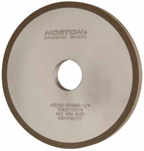 Norton - 6" Diam x 1-1/4" Hole x 1/2" Thick, 120 Grit Surface Grinding Wheel - Diamond, Type 1A1, Fine Grade, Resinoid Bond - Exact Tooling