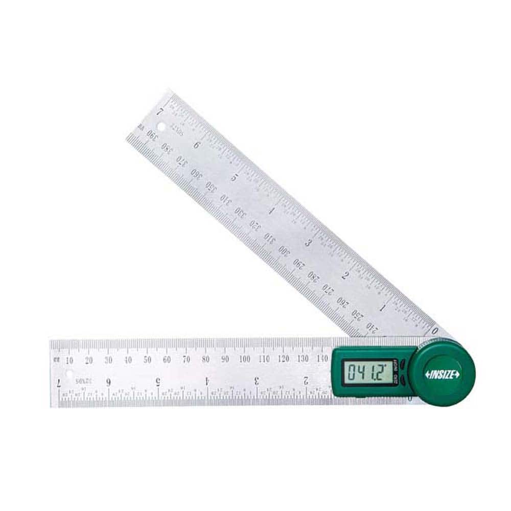 Insize USA LLC - Digital & Dial Protractors; Style: Protractor ; Measuring Range (Degrees): 360.00 ; Magnetic Base: No ; Battery Type: CR2032 ; Resolution (Degrees): 0.10 ; Data Output: No - Exact Tooling