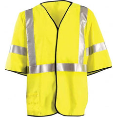 OccuNomix - Size 4XL Flame Resistant Hi-Vis Yellow Mesh General Purpose High Visibility Vest - Exact Tooling