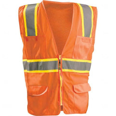 OccuNomix - Size 2XL HI-Vis Orange Mesh/Solid Surveyor's High Visibility Vest - Exact Tooling