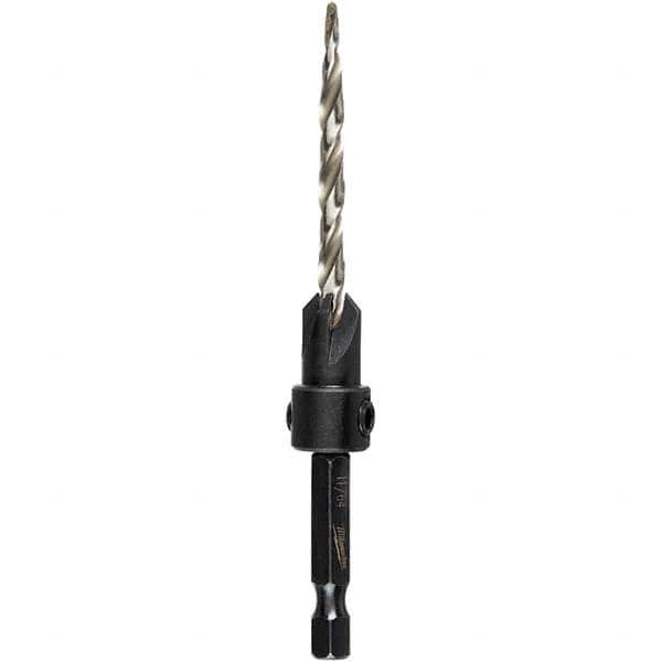 Milwaukee Tool - Adjustable-Depth Drill Countersinks Cutter Head Diameter (Wire): #8 Cutter Head Diameter (Inch): 1/4 - Exact Tooling