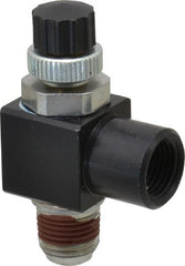 ARO/Ingersoll-Rand - 1/8" Male NPT x 1/8" Female NPT Right Angle Flow Control Valve - 0 to 150 psi & Brass Material - Exact Tooling