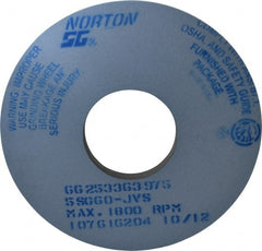 Norton - 14" Diam x 5" Hole x 1" Thick, J Hardness, 60 Grit Surface Grinding Wheel - Ceramic, Type 1, Medium Grade, 1,800 Max RPM, Vitrified Bond, No Recess - Exact Tooling