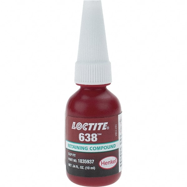 Loctite - 10 mL, Red, High Strength Retaining Compound - Series 638 - Exact Tooling