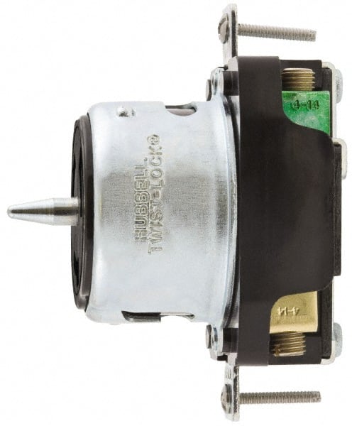 Hubbell Wiring Device-Kellems - 480 VAC, 50 Amp, Self Grounding Receptacle - 2 Poles, 3 Wire, Female End, Black - Exact Tooling
