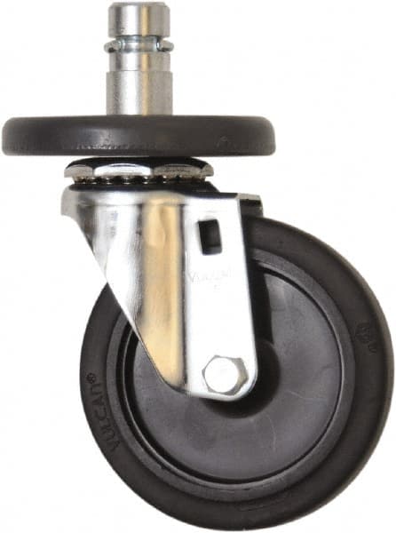 Eagle MHC - 4" Diam x 1" Wide x 6-3/4" OAH Stem Mount Swivel Caster - Rubber, 125 Lb Capacity, Plain Bearing, 1" Round Stem - Exact Tooling