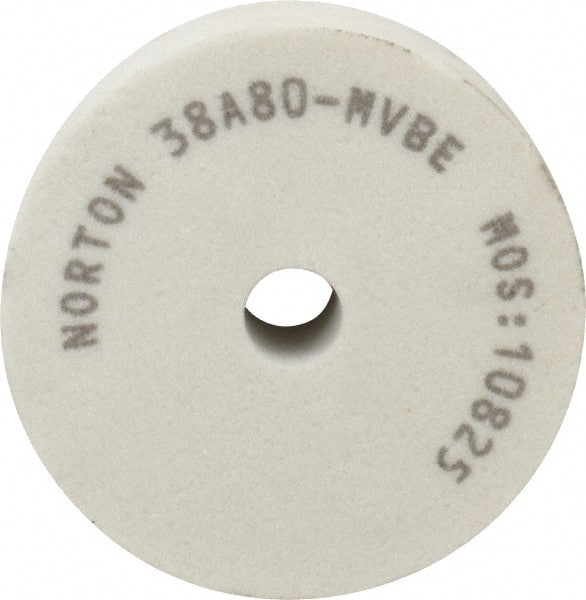 Norton - 80 Grit Aluminum Oxide Type 1 Internal Grinding Wheel - 3" Diam x 1/2" Hole x 1" Thick, 10,825 Max RPM, Type 1 Medium Grade, M Hardness, Vitrified Bond, No Recess - Exact Tooling