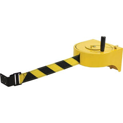 Tensator - 5-1/2" High x 8-1/2" Long x 9" Wide Retractable Barrier Belt - Yellow Powdercoat Finish, Yellow, Use with Wall Mount - Exact Tooling