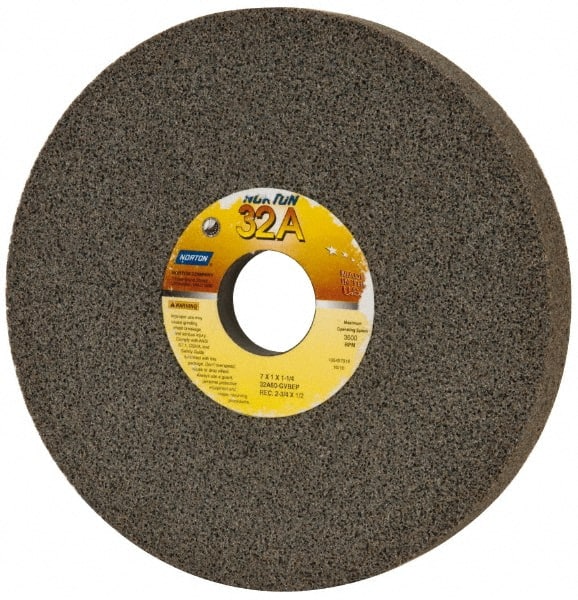 Norton - 7" Diam x 1-1/4" Hole x 1" Thick, G Hardness, 60 Grit Surface Grinding Wheel - Aluminum Oxide, Type 5, Medium Grade, 3,600 Max RPM, Vitrified Bond, One-Side Recess - Exact Tooling