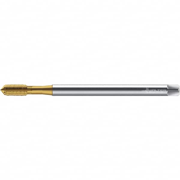 Walter-Prototyp - M3x0.50 ~DIN 371 XL 6HX 2.790 Thread Limit Semi-Bottoming Thread Forming Tap - Powdered Metal High Speed Steel, TiN Finish, 126.41mm OAL, 6mm Thread Length, Right Hand Thread, Series TC420 - Exact Tooling