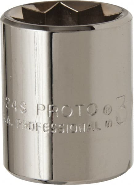 Proto - 3/4", 1/2" Drive, Standard Hand Socket - 8 Points, 1-1/2" OAL, Alloy Steel, Chrome Finish - Exact Tooling